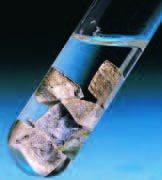 Solid potassium metal submerged in oil