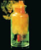 Chlorine gas reacting with steel wool