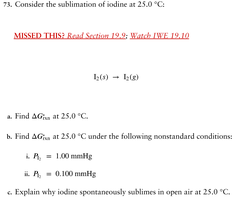 Thermodynamics question involving ΔG and equilibrium for iodine sublimation