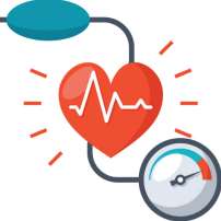 Illustration of heart and blood pressure measurement, relevant to the example of testing sodium intake and blood pressure in the scientific method