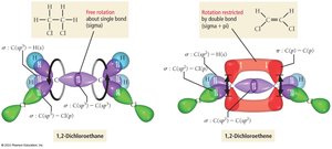 Restricted rotation in double bonds