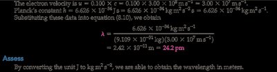 De Broglie wavelength calculation for electron