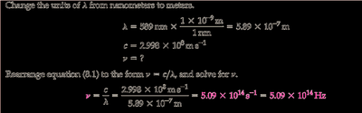 Step-by-step calculation for frequency from wavelength