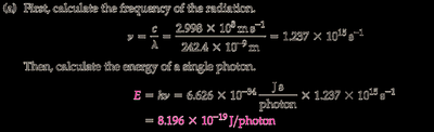 Calculation of photon energy from wavelength
