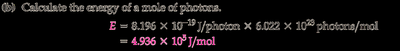 Calculation of energy for a mole of photons