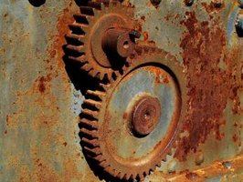 Rusty gears showing corrosion of iron