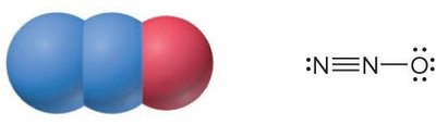 Space-filling and Lewis structures of N2O
