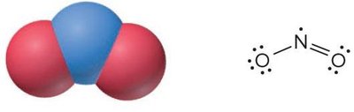 Space-filling and Lewis structures of NO2