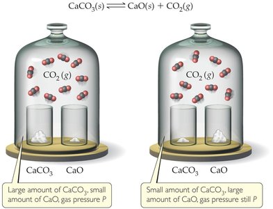 Solid-gas equilibrium with CaCO3 and CaO under a bell jar