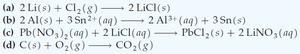 Sample chemical equations for redox identification
