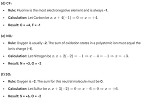 Sample calculations for assigning oxidation states (continued)