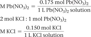 Stepwise calculation for stoichiometry with Pb(NO3)2 and KCl