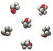 Ethanol molecules in solution before dilution
