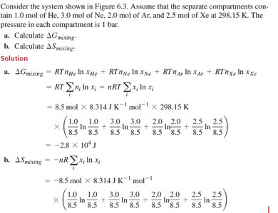 Worked solution for mixing four gases