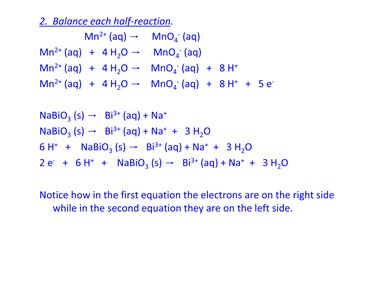 Continuation of balancing redox in acidic solution
