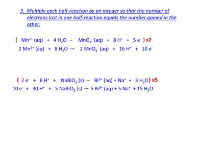Final steps of balancing redox in acidic solution
