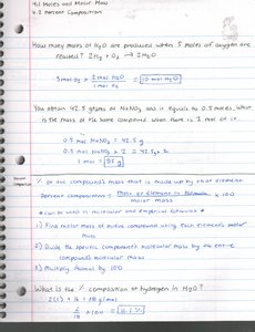 Handwritten notes on percent composition