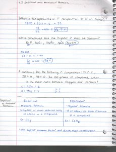 Handwritten notes on empirical and molecular formulas