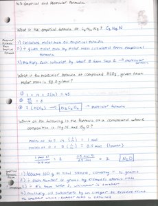 Handwritten notes on empirical formula calculations