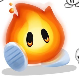Cartoon flame representing thermal energy