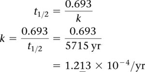 Calculation of age using decay rates