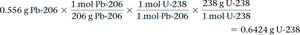 Calculation of age using U-238 and Pb-206