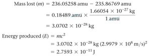 Mass defect calculation