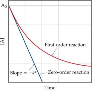 Zero-order and first-order reaction comparison
