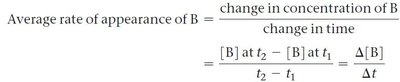 Equation for average rate of appearance of B
