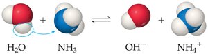 Base reaction with water