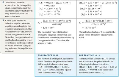 Final equilibrium concentrations and K check