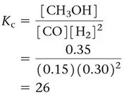 Calculation of Kc for methanol synthesis