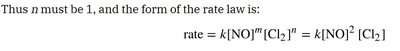 Final rate law for NO and Cl2 reaction
