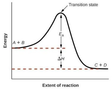 Reaction energy diagram showing activation energy and transition state