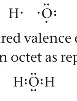 Lewis structure of H2O with shared and lone pairs