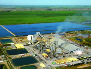 Industrial facility producing ammonia and urea