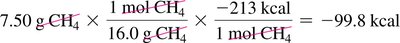 Heat released calculation for 7.50 g methane (kcal)