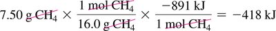 Heat released calculation for 7.50 g methane (kJ)