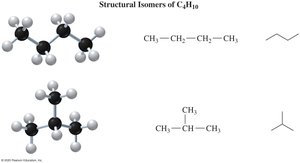 Structural isomers of C4H10