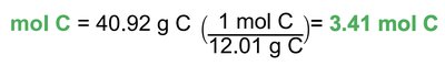 Moles of C calculation