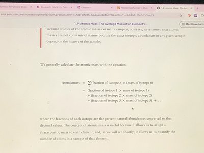 Equation for atomic mass calculation