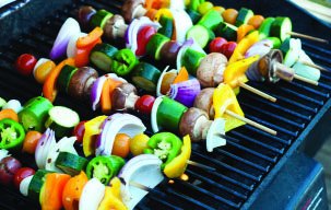 Barbecue grilling vegetables, illustrating energy conversion