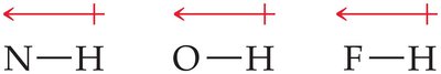 Polarity of N-H, O-H, and F-H bonds