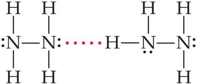 Hydrogen bonding in hydrazine