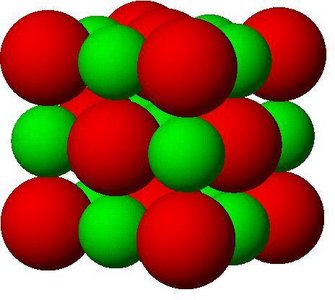 3D lattice structure of an ionic compound
