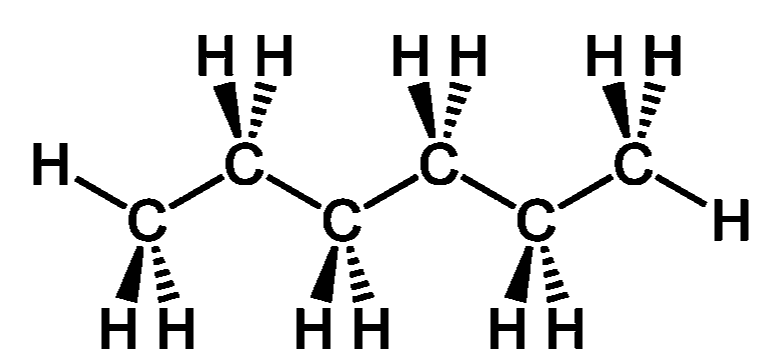 3D Lewis structure of hexane