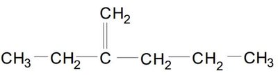 1-butene and 2-ethyl-1-pentene structures