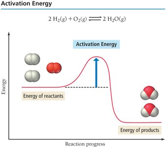Activation energy diagram for H2 + O2 reaction