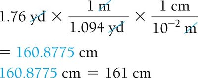 Calculation for converting yards to centimeters
