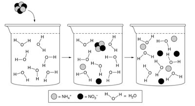Particle diagram for NH4NO3 dissolution